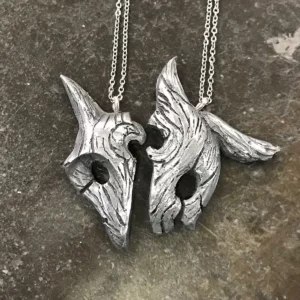 Fan Art Kindred Necklace Spirit Blossom skin inspired by LOL – cold cast, silver aluminum finiture BFF, Kids Valentine handmade pendant