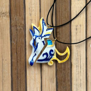 Fan Art Kindred Porcelain Necklace inspired by LOL – BFF, Kids Valentine handmade pendant white gold blue lover and friend gift present